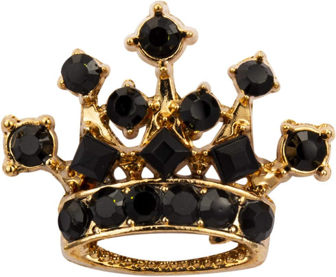 Knighthood Golden Crown with Black Stone Detailing Lapel Pin Brooch Shirt Stud for Men...