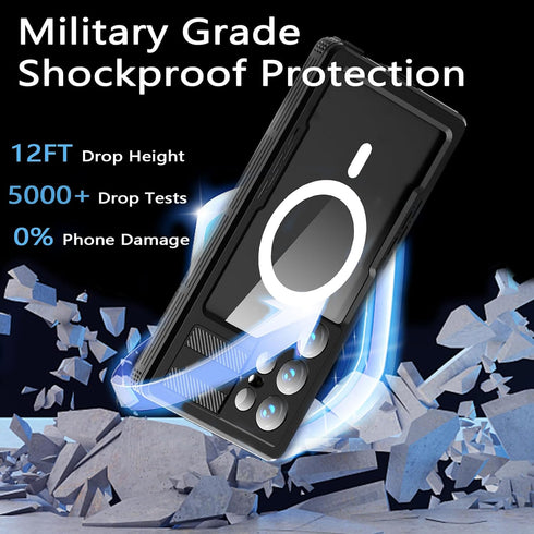 for Samsung Galaxy S24 Ultra Case Waterproof, IP68 Waterproof Shockproof Dust-Proof Phone Case with Built in Screen Protector (Black, Samsung Gala...