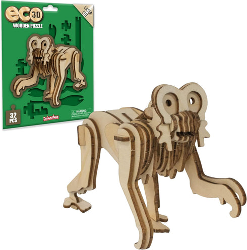 Eco 3D Wooden Puzzle Monkey from Deluxebase. Animal Themed DIY 3D Puzzle Craft Kit. Sustainable Wood Jungle Animal Toys. Perfect Model Building Ki...