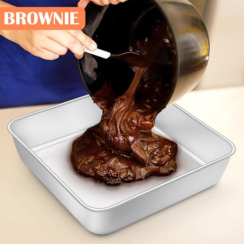 E-far 9x9 Inch Square Cake Pan, Stainless Steel Baking Pan for Lasagna Brownies Casseroles, Silver Square Bakeware for Oven Cooking, Non-Toxic & R...