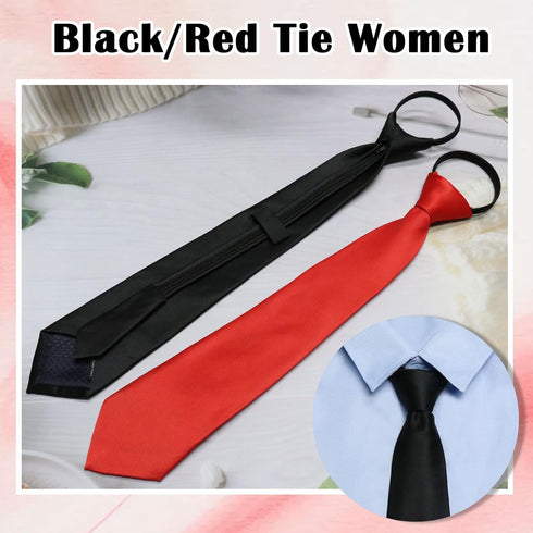 Womens Ties, Black Neck Tie for Women, Zipper School Girl Uniform Tie, Women Accessories for Dress Shirt Business...