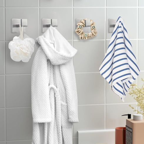 IBosins 4 Pack Towel Hooks Hand Towel Holder for Bathroom Wall Livingroom Bedroom Kitchen Closet Heavy Duty Stainless Steel Hook Hanger for Robe, ...