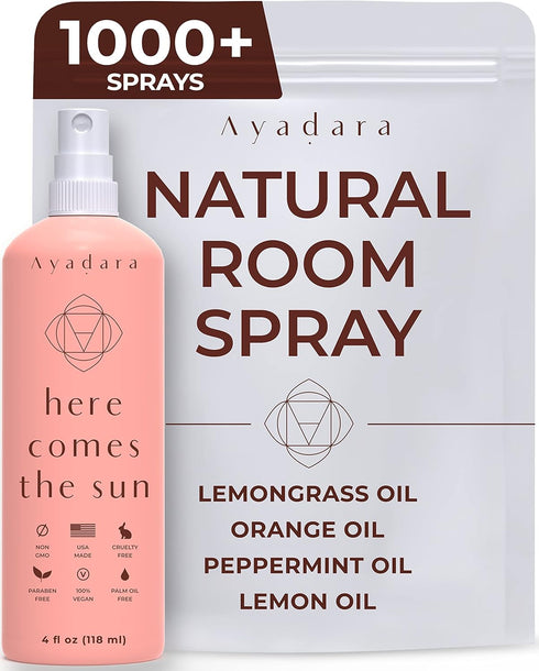 Natural Room Spray | Refreshing Citrus Air Freshener for Home & Office | Witch Hazel, Lemongrass, & Peppermint Oil Room Deodorizer Spray | Nature-...
