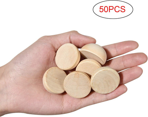 50 PCS 30 mm Split Wood Balls, Small Natural Unfinished Half Round Wooden Beads for Kids Craft...