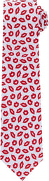 Jacob Alexander Men's Happy Valentine's Day Red Lips Kisses Pattern Regular Length Neck Tie - White...