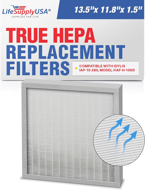 LifeSupplyUSA HEPA Filter Replacement Compatible with Idylis Air Purifiers IAP-10-280, Model # IAF-H-100D...