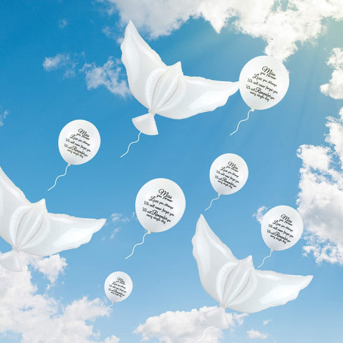 Skylety 36 Pieces Memorial Balloons to Release in Sky Memory Peace Dove Balloons Helium for Funeral, Condolence, Funeral, Anniversary, Memorial Se...