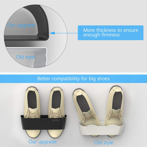 Wall Mounted Shoes Rack 6Pack with Sticky Hanging Strips, Plastic Shoes Holder Storage Organizer,Door Shoe Hangers (SM03-Black-6)...