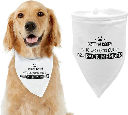 Adjustable Dog Bandana, Getting Ready to Welcome Our New Pack Member, Washable Pet Accessories for Dog Lovers, Made with Soft Cotton, Size - 28 x ...