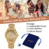JewelryWe Men Watches Gold Tone Alloy Quartz Watch Stylish Rhinestone Business Casual Dress Wristwatches for Father's Day...