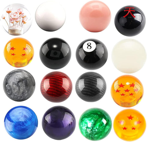 Round Ball Shift Knob Universal Gear Shift Knob 5 6 Speed for Manual Automatic Vehicles with Adapters (Pure Black)...