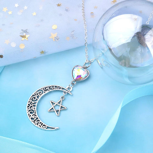 40pcs Antique Silver Moon Charms Tibetan Alloy Luna Crescent Pendants Hollow Vintage Dangle Charms for DIY DIY Bracelets Necklace Jewelry Making A...