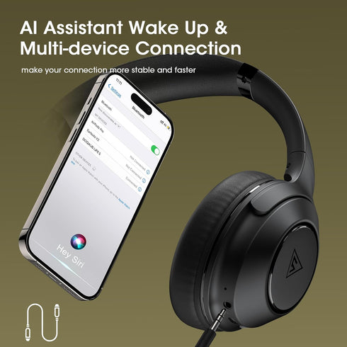 DOQAUS Bluetooth Headphones Over Ear Wireless Headphones, 70H Playtime and 3EQ Modes Wireless Headphones with Mic, HiFi Stereo Sound, Deep Bass, M...