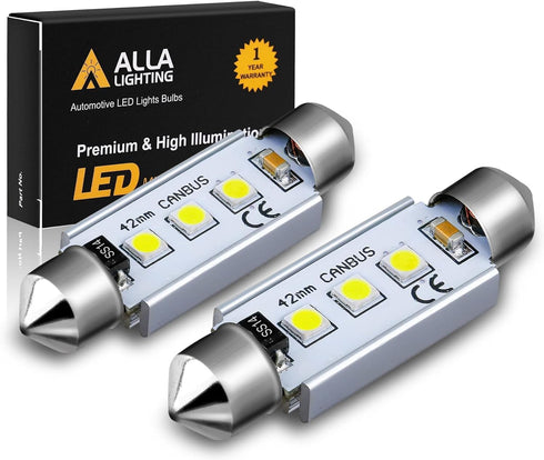 Alla Lighting 41mm/42mm 578 211-2 212-2 LED Festoon Bulbs, 6000K Xenon White CAN-Bus Interior Dome, Map, Trunk, Step Courtesy Lights Lamps...