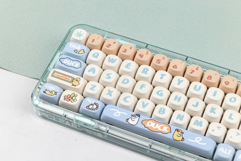 Sumgsn MOA Profile Keycaps 138 Keys Yellow Cute Duck PBT DYE-SYB Keycap for Mx Cherry Mechanical Keyboard GH60 GK64 FC660M RK860 RK987 RK61...