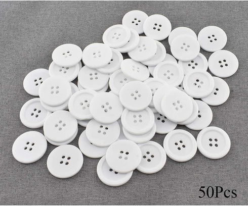 Hahiyo Plastic Buttons 4 Big Holes 30mm Round Flat Back Save Ears Thread Easily Prevent Irritate No Tangle Strong Grip Sturdy for DIY Craft Sew Kn...