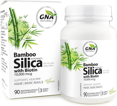 GNA Naturals Bamboo Silica with Biotin Vegan Friendly 3 Month Supply...