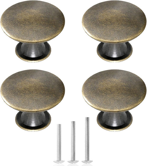 4X Oil Rubbed Cabinet Knobs Antique Bronze Cabinet Hardware Round Vintage Dresser Door Knob Pull Handles 30mm/1.18in for Closet Chest Bathroom Kit...