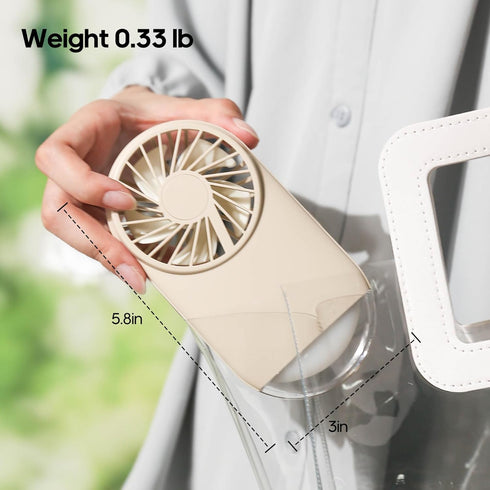 Rican Handheld Mini Fan with Bracket, Powerful Small Personal Portable Fan, 4 Speed Adjustable USB Rechargeable Cooling Fan, Lash Fan for Girls Wo...