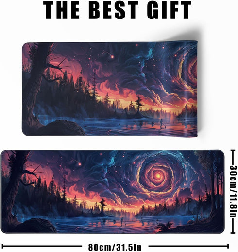 Moon Large Mouse Pad Night Sky Mousepad Forest Desk Mat, Big Full Keyboard and Mouse Pad Cool Desk Pad for Keyboard Mouse with Stitched Edges Anti...