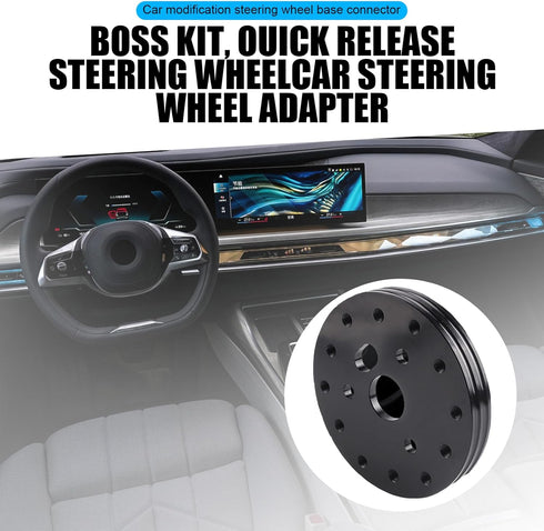 1 PC Car Steering Wheel Adapter Connector, Round Durable Metal Vehicle Steering Wheel Conversion Spacer for 6-hole to 3-hole, Universal Automotive...