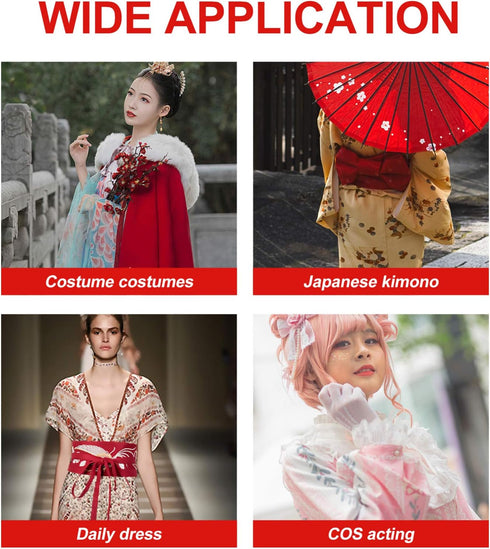 Amosfun Women Kimono OBI Belts Japanese Style Embroidered Waist Bands Waist Belt with Tassel for Yukata Robe Accessories Red...