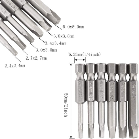 1/4-Inch Shank Magnetic Square Head Screwdriver Bits Power Tools SQ1 SQ2 SQ2.74 SQ3 SQ4 SQ5 50mm/2 Inch Length(1Set)...