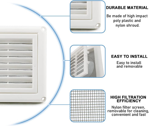 Cenipar 4" Louvered Vent Cover Dryer Exhaust Air Vent Cover with 4 Screws Stops Birds Nesting Outside Easy Installation (White)...