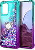 NZND Compatible with T-Mobile REVVL 6 Pro 5G / REVVL 6X Pro 5G Case with Tempered Glass Screen Protector, Ring Holder/Wrist Strap, Glitter Liquid ...