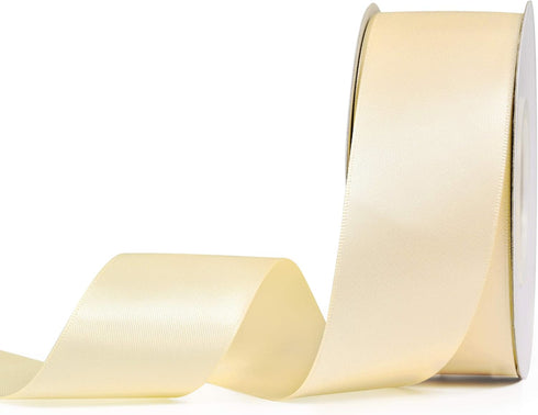 YAMA Ivory Double Face Satin Ribbon 1 1/2 Inch 25 Yards, Ice Cream Ribbon for Gift Wrapping Crafts Flower Bouquet, Ivory...