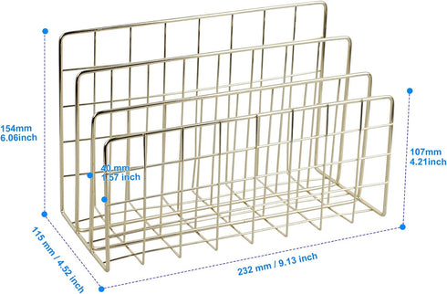 Desktop Mail Organizer File Organizer Metal Wire Mail Sorter Letter Organizer Magazine Rack for Letters, Mails, Books, Postcards, Brochures, Mail ...