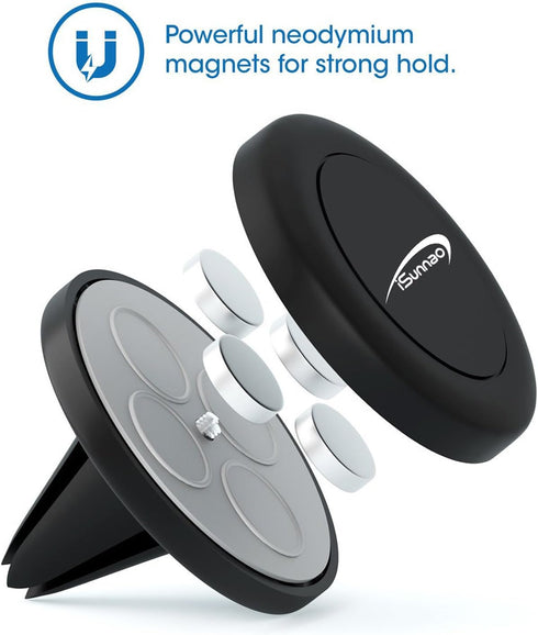 CM-7903 Magnetic Phone Car Mount - Air Vent Universal iPhone Samsung Smartphone Holder with Strong Magnets and Metal Plates for Phones Cases - Exc...