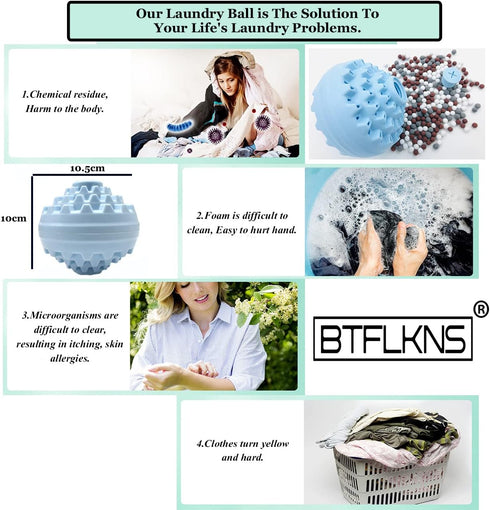 BTFLKNS® Laundry Balls Set, Eco-Friendly Super Washing Machine Laundry Ball, All Natural Washer Ball Laundry Detergent Alternative, With A Storage...