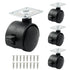 4pcs 1 Inch Swivel Caster Wheels, Black Nylon Plate Caster Wheels with Brake, Heavy Duty Swivel Plate Casters Wheels Replacement for Furniture, Ca...