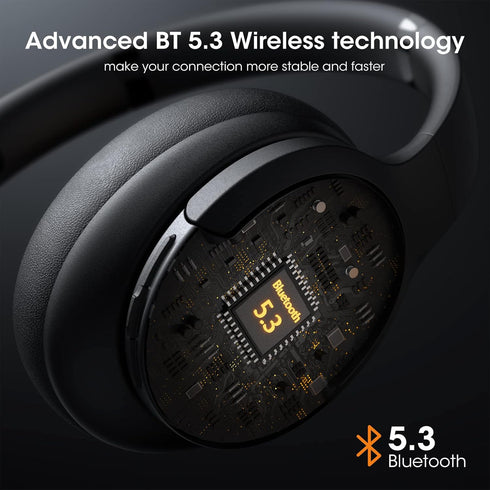DOQAUS ???????????????? Bluetooth Headphones Over Ear, 90H Playtime Bluetooth 5.3 Wireless Headphones 3 EQ Modes, Built-in HD Mic, HiFi Stereo Sou...