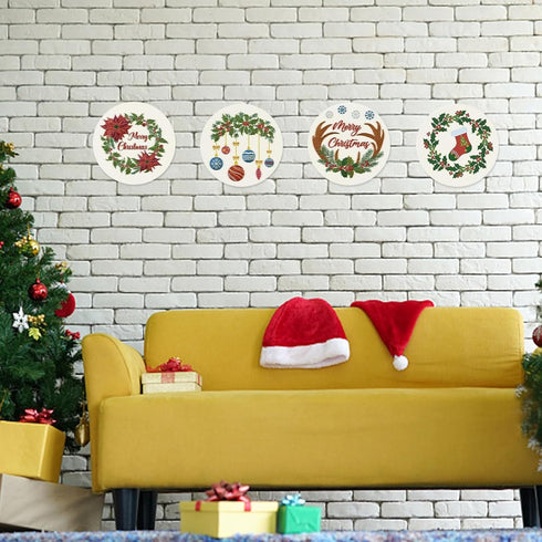 INFUNLY 4 Sets Christmas Embroidery Kits Cross Stitch Kits for Beginners with Instructions Embroidery Starter Kit for Adults 11.8x11.8in Elks Embr...