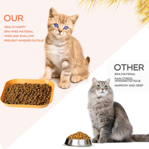 Cat Bowls 6 inch Cat Food Bowl, 4Pcs Whisker Fatigue Free Cat Bowls, Unbreakable Wheat Straw Cat Dishes, Shallow Cat Bowls for indoor cats...
