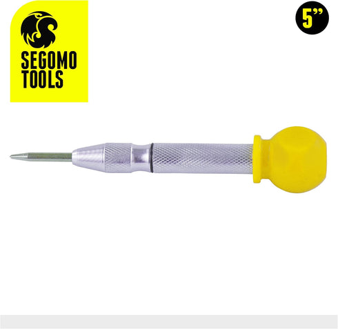 Segomo Tools 5 Inch Precision Diamond Knurled S2 Steel (58-60) Automatic Center Punch | Punch Tool | Spring Loaded Center Punch | Auto Center Punc...