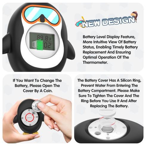 Bath Thermometer for Baby, Safety Pregnancy Bathtub Thermometer with Battery Power Display Feature, Floating Water Temperature Gauge, Auto On/Off ...