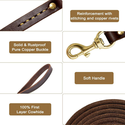 Guiding Star Leather Dog Leash 6ft, Dog Leashes for Large Dogs Heavy Duty, Soft Handmade Leather Training Leash for Large & Medium Dogs (6ftx3/4in...
