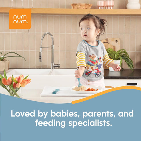 NumNum Baby Spoons Set, Pre-Spoon GOOtensils for Kids Aged 12+ Months - First Stage, Baby Led Weaning (BLW) Teething Spoon - Self Feeding, Silicon...