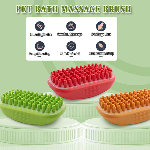 Taeku Dog Bath Brush, Rubber Shampoo Grooming Pet Brush Soft Shedding Bathing Hair Accessories Back Massage Cat Brush for Long Short Fur (Blue)...