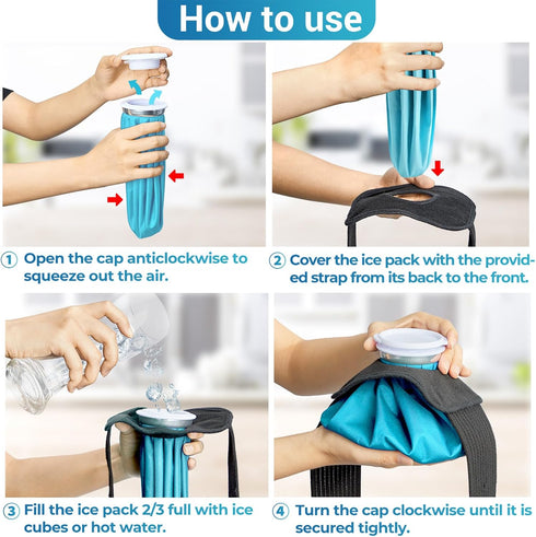 Ice Pack for Injuries Reusable: Ohuhu 3 Packs Ice Cold Packs with 2 Wrap Ice Bag Hot Water Hot & Cold Therapy Pain Relief for Knee Leg Injury No-L...