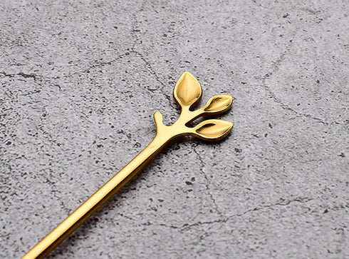 Gold Leaf Coffee Spoon Set of 6, Ice-Cream Tea Stirring Spoons 4.7 Inches Retro Dessert Demitasse Espresso Spoons Stainless Steel Mini Cutlery Kit...