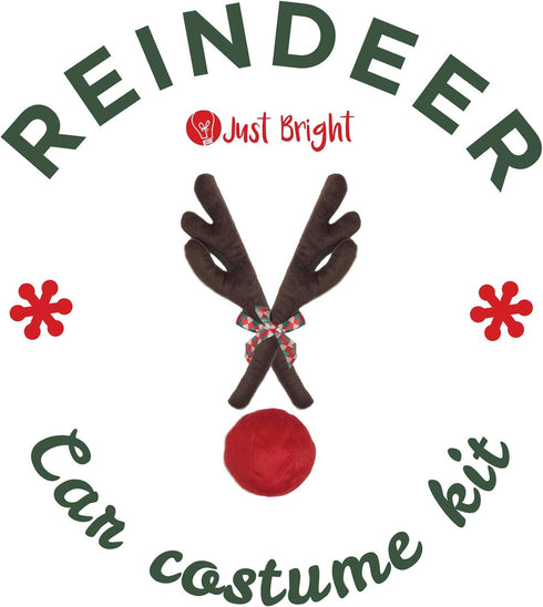 Reindeer Antlers and Nose Rudolph Car Kit - Easy to Install Christmas Decorations for Car Window & Grill - Reindeer Car Kit with Jingle Bells and ...
