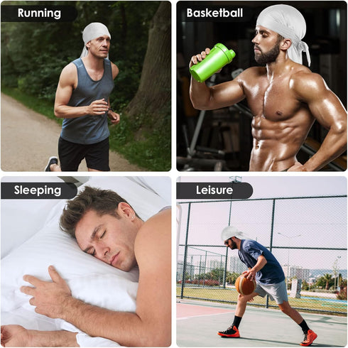 Silk Durag Long Tail Durag Breathable Pirate Headwraps Cap for 360 Waves Soft Bandana Turban Hat Hair Loss Chemo Cap...