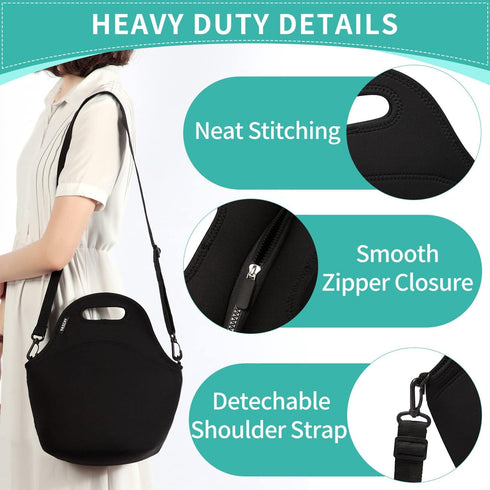 VASCHY Neoprene Insulated Lunch Bag Tote for Men or Women 12.9x13.4x6.3 inch with Detachable Adjustable Shoulder Strap...