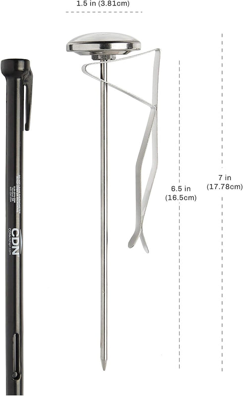 CDN ProAccurate® Instant Read Beverage Frothing Thermometer with Clip for Precise Temperature Measurement, 6.5" Stainless Steel Stem, Easy to Read...