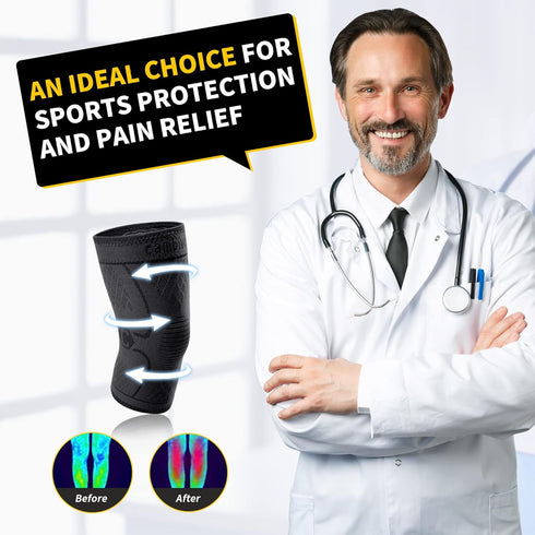 CAMBIVO 2 Pack Knee Braces for Knee Pain, Knee Compression Sleeve for Men and Women, Knee Support for Meniscus Tear, Running, Weightlifting, Worko...