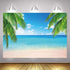 7x5ft Summer Beach Photography Backdrop Sea Ocean Palm Leaf Sand Beach Background Wedding Baby Shower Birthday Party Banner Supplies Photo Booth P...